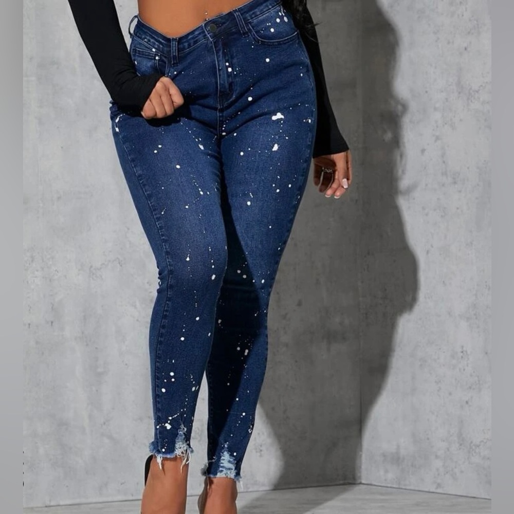 SHEIN Paint Splatter Jeans NWT